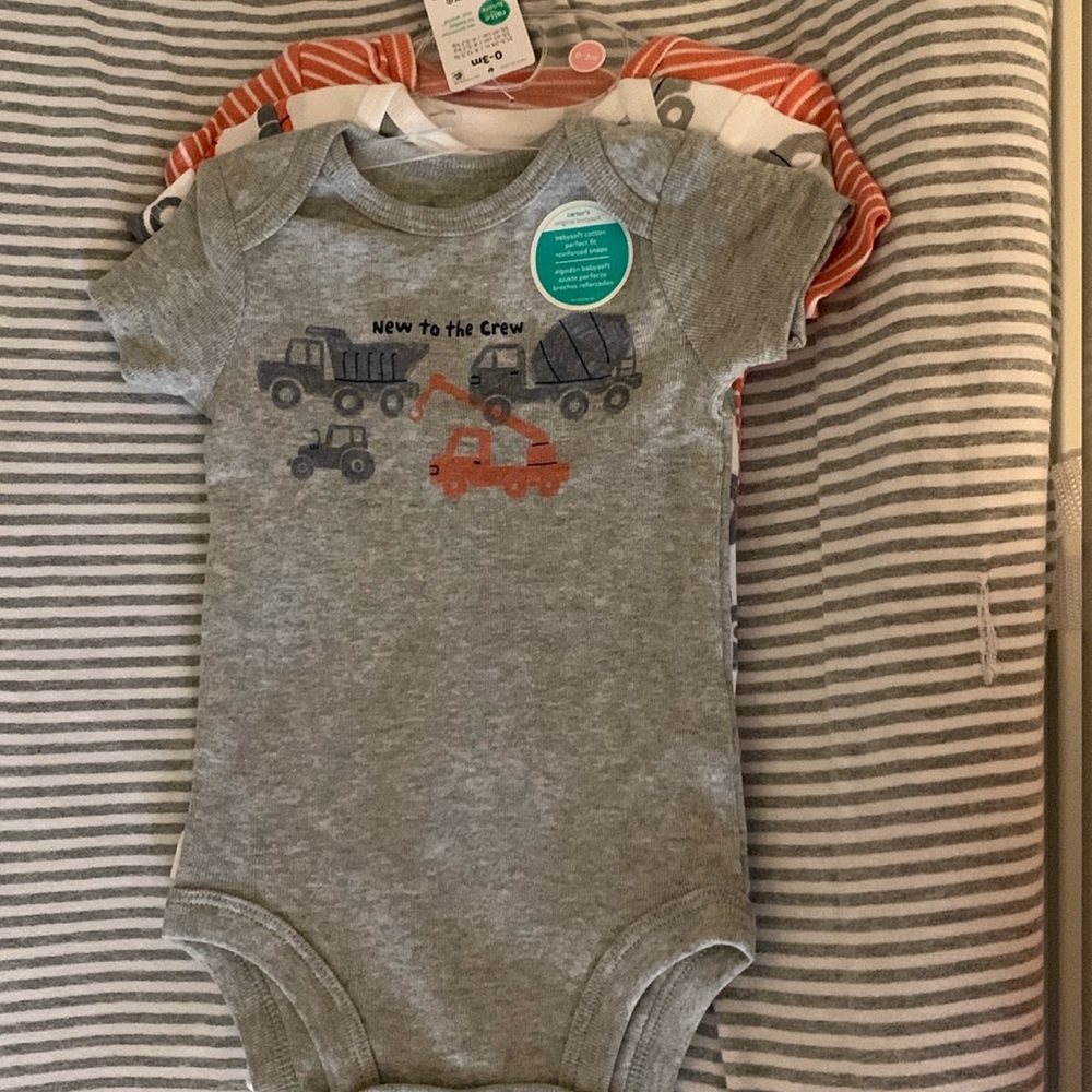 Carters baby boy construction onesies -3 pack